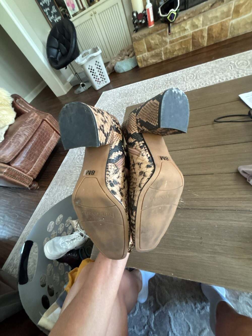 Franco Sarto Women's Snakeskin Print Ankle Booties with Block Heel - Picture 2 of 5